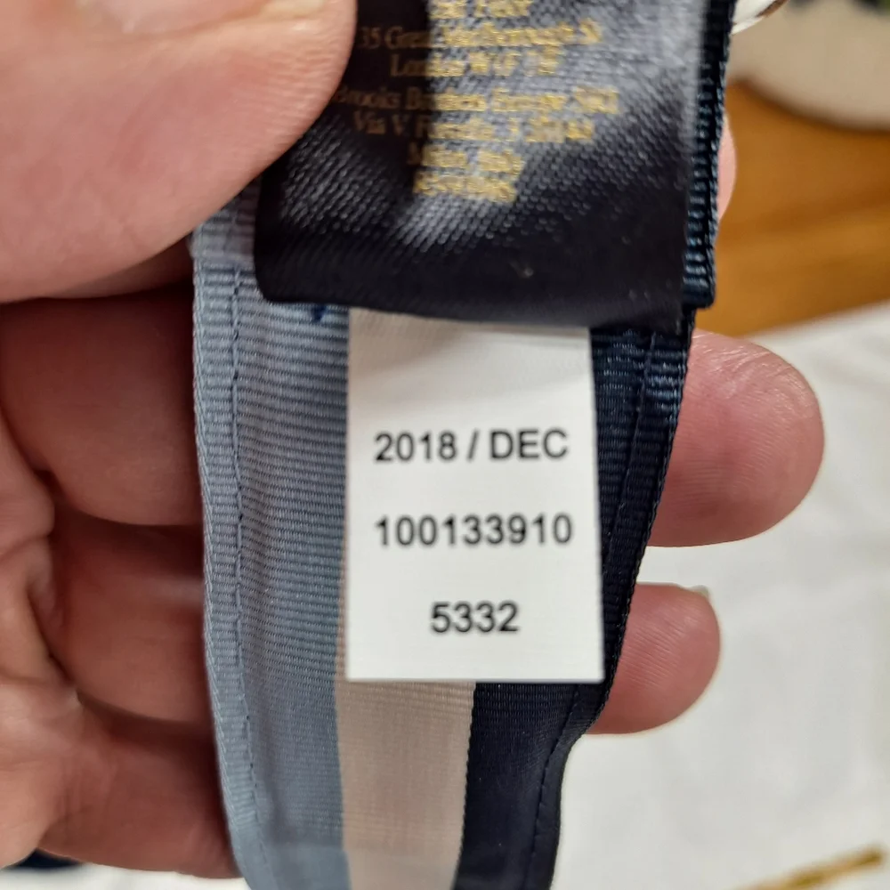 Brooks Brothers Blue Striped Fabric Double D Ring Belt